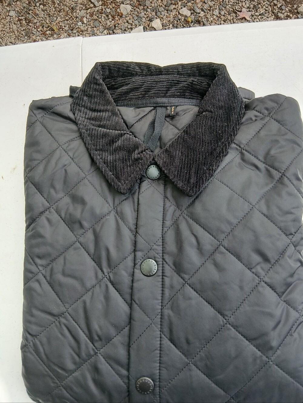 Barbour XXXL Men's Quilted Black Jacket with Corduroy Collar